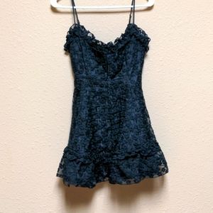 Black floral mini dress size small angel biba